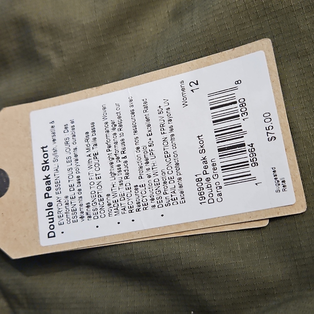 NEW Cargo Green Prana double peak skort - Picture 9 of 11
